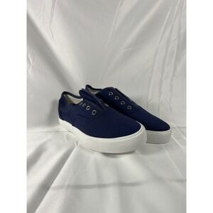 STUDIO 1886 NO LACES, Navy Blue Canvas Slip On Sneakers Low Top Casual Shoes